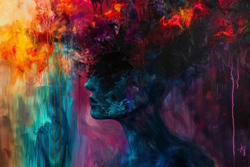 abstract wallpaper version of depression and anxiety in vibrant colors - obrazy, fototapety, plakaty