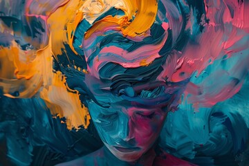 abstract wallpaper version of depression and anxiety in vibrant colors - obrazy, fototapety, plakaty