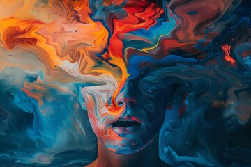 abstract wallpaper version of depression and anxiety in vibrant colors