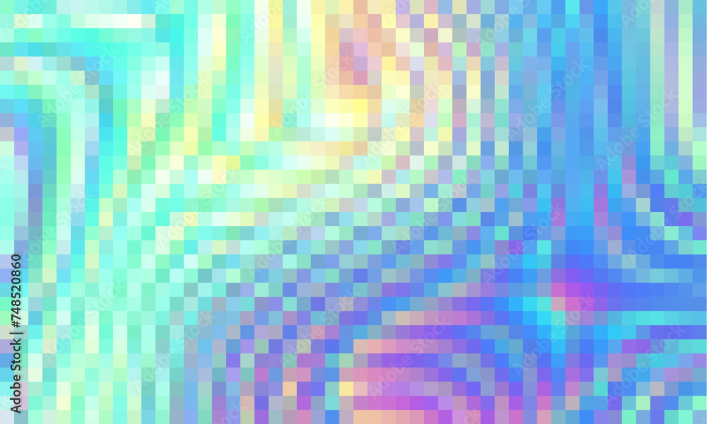 Fototapete trippy psychedelic colorful neon geometric shapes abstract background, pixelated vector pattern