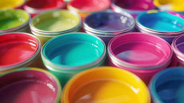 Colorful sample paint pots