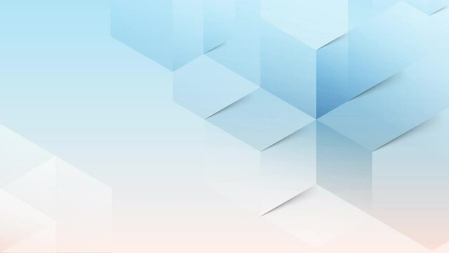 Abstract creative motion glowing hexagon and diamond shape on gradient light blue background. Video animation Ultra HD 4k footage.