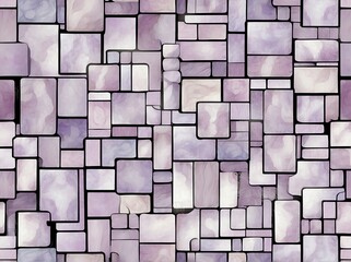 Abstract light pastel purple watercolor rectangles and squares painting design background in seamless repeating pattern from Generative AI