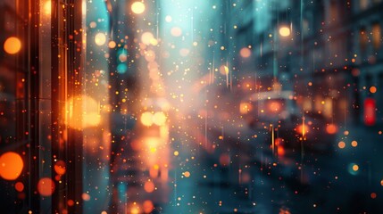 Fototapeta na wymiar Depict the dynamic interplay of sparkling bokeh with urban textures, showcasing the city's lively essence