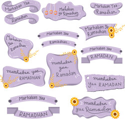 Cute Set of Marhaban Ya Ramadhan badges emblem sticker