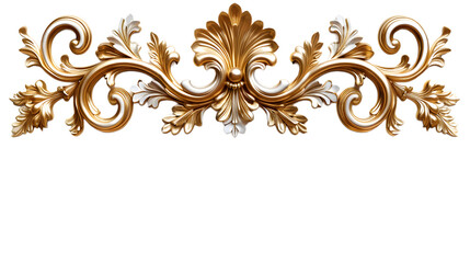 Fototapeta na wymiar Golden Baroque Ornament 3D Set on White Background