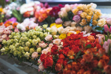 Flower shop, lifestyle, selling flowers, buying flowers, small roses, sunflowers, colorful,...