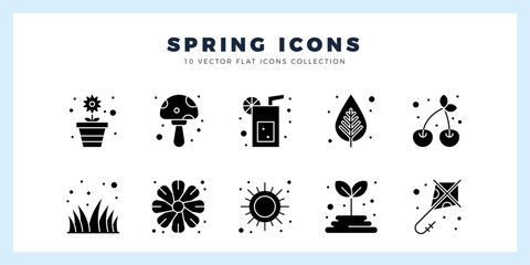 10 Spring Glyph icon pack. vector illustration.