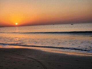 Diu, Dadra and Nagar Haveli and Daman and Diu India - Feb 22 2024: Sunrise at Ghoghla beach - a blue flag beach of Diu.