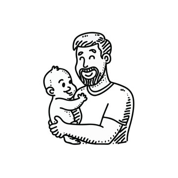 Father_with_baby_in_cartoon_doodle_style__Imag 