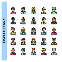 25 Avatar Lineal Color icons pack. vector illustration.