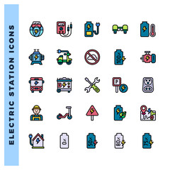25 Electric Station Lineal Color icons pack. vector illustration.