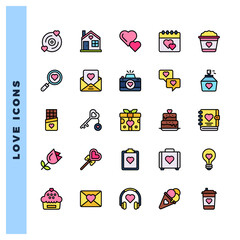 25 Love Lineal Color icons pack. vector illustration.