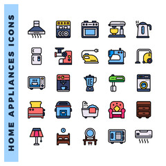 25 Home Appliances Lineal Color icons pack. vector illustration.