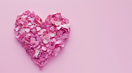 Valentine's day, wedding, love concept. made of pastel confetti isolated on pink background.
