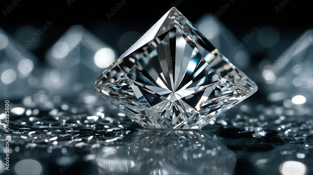Poster shiny sparkling diamond crystal texture close up from generative ai