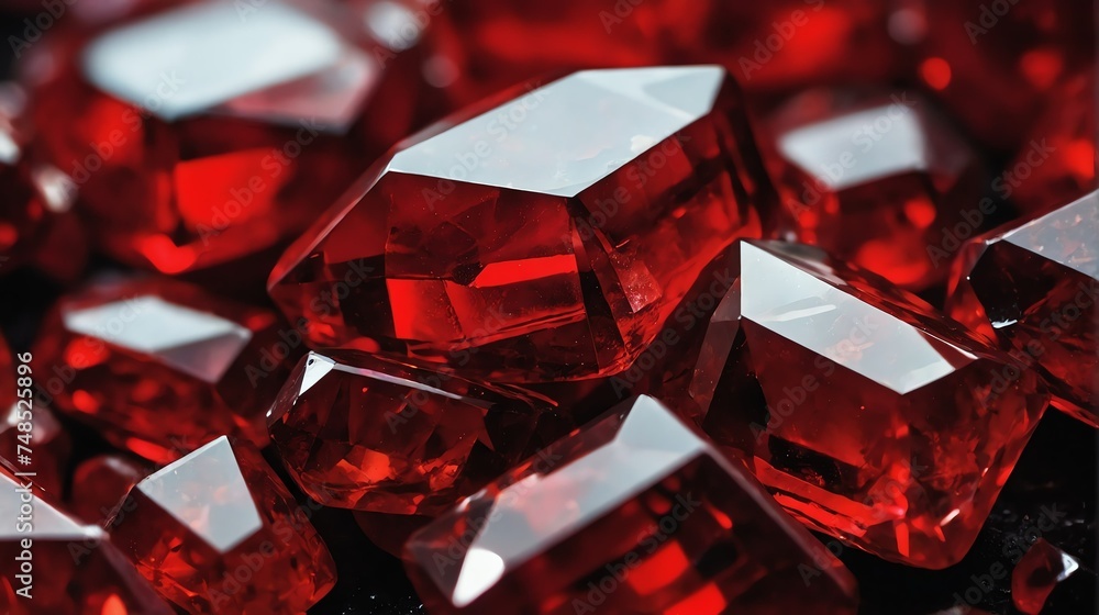Aufkleber shiny sparkling red crystal gemstone texture close up from generative ai