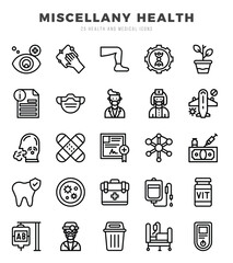 MISCELLANY HEALTH. Lineal icons Pack. vector illustration.
