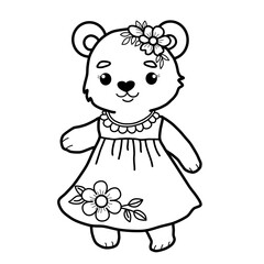 Bear hand draw outline for coloring pages.