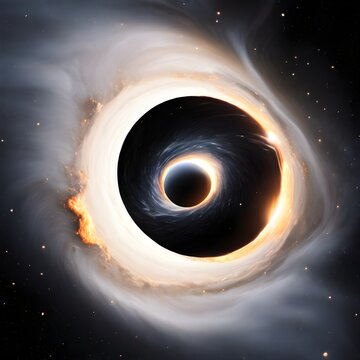 image depicting a collision between a black hole and a white hole in space. Generative AI