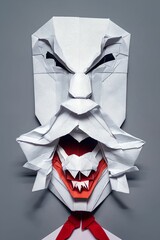 Paper origami figures on simple background. Minimal creative concept