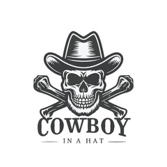 Cowboy_Skull_In_A_Hat_Logo_Monochrome_Design_Sty