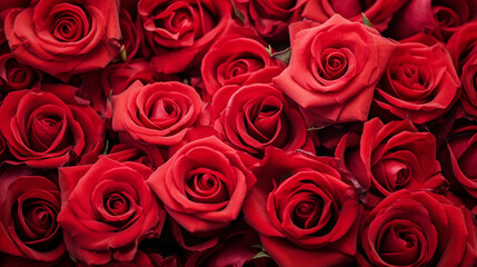 A backdrop adorned with crimson roses, bed or roses