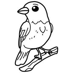 Bird outline hand draw for coloring pages.