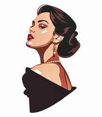 Retro - vintage Woman illustration inspired on the Hollywood golden era