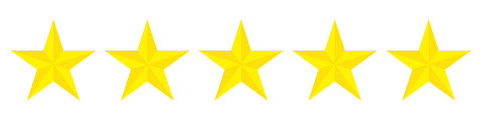 Five stars customer product rating review flat icon for apps and websites