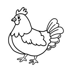 Chicken outline hand draw for coloring pages.