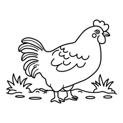 Chicken outline hand draw for coloring pages.