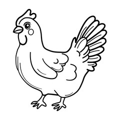 Fototapeta premium Chicken outline hand draw for coloring pages.