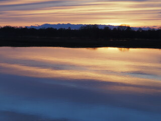 Sunset over the pool