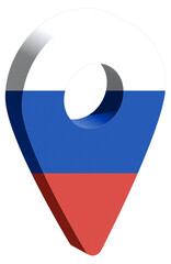 Russia flag pin map 3d render geotag