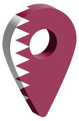  Qatar flag pin map 3d render geotag