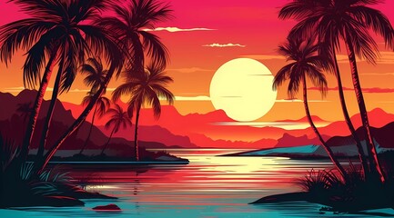 a postcard for a beach holiday, an advertising brochure of a seaside resort, summer, sun, sea, ocean