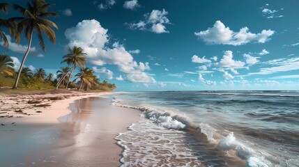 a postcard for a beach holiday, an advertising brochure of a seaside resort, summer, sun, sea, ocean