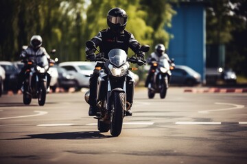 Fototapeta premium Motorcycle Training School Education Motorcycle Training School