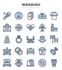 Wedding Icons bundle. Two Color style Icons. Vector illustration.