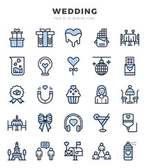 Wedding icons Pack. Two Color icons set. Wedding collection set.