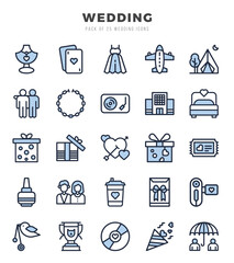 Set of Wedding icons in Two Color style. Two Color Icons symbol collection.