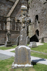 Celtic cross at Rock of Cashel ruins in County Tipperary, Ireland
