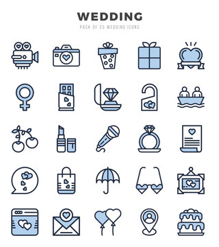 Wedding icons set. Vector illustration.