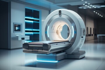 Attentive radiologist uses MRI machine during patient diagnosis