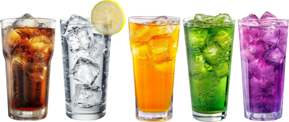 iced fruits soda set isolated on white 