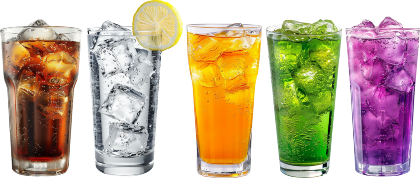 iced fruits soda set isolated on white 