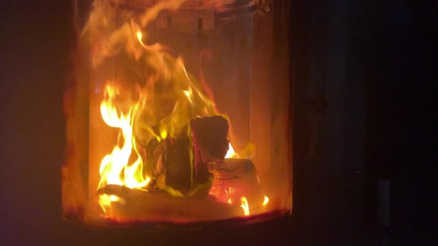 fire in fireplace,4k video