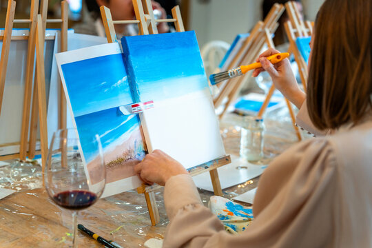 Art and Wine. Sip and Paint Event.