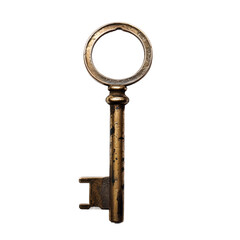 Vintage Golden Key with Classic Design, Isolated on Transparent Background, Generative AI